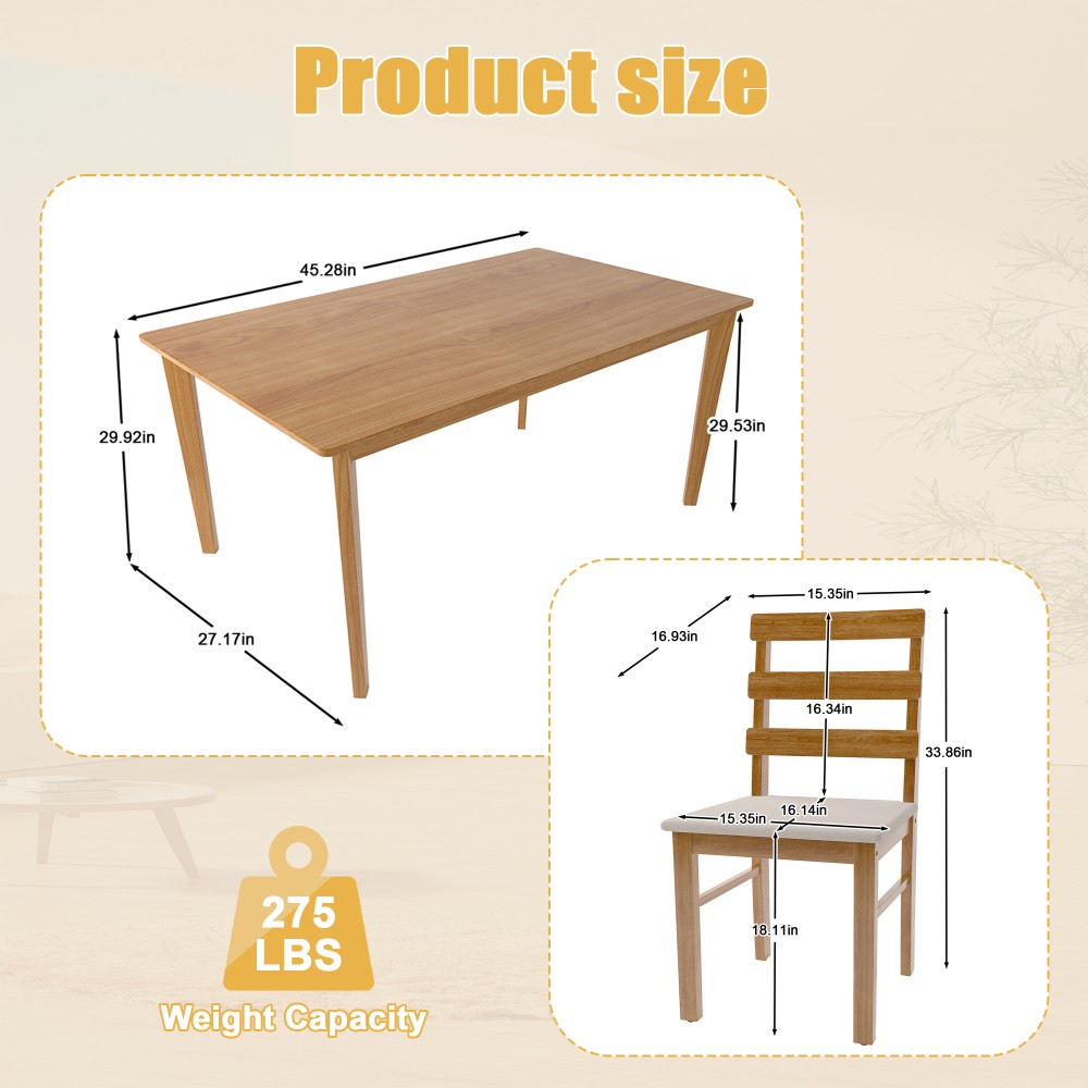 Solid Wood Dining Table And Chair Set Table and Chair Set 1 Table 4 Back