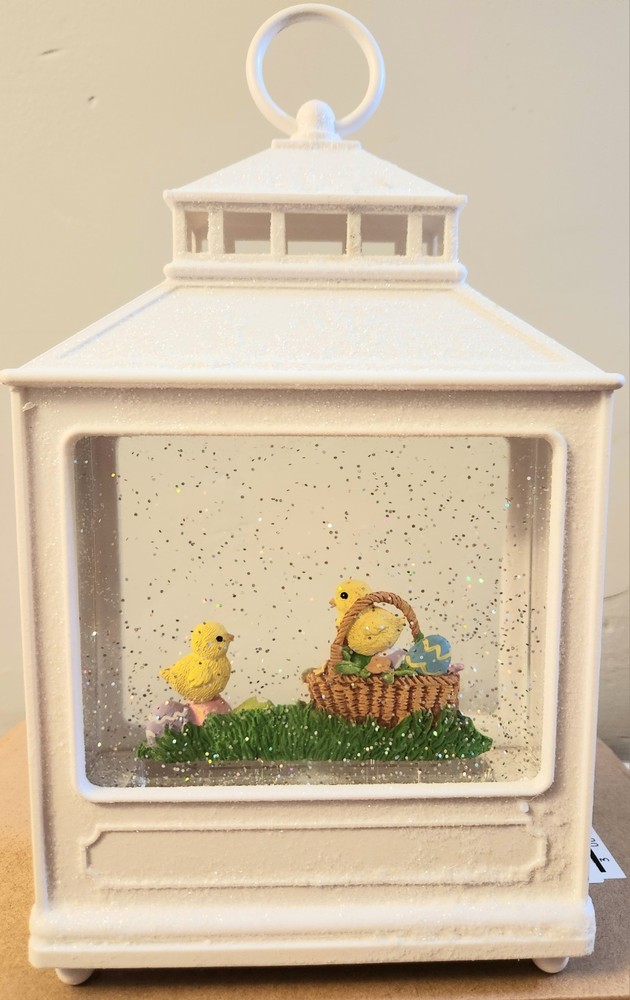 Three Easter Water Lanterns with Chick and Rabbit, White, LED, Contemporary