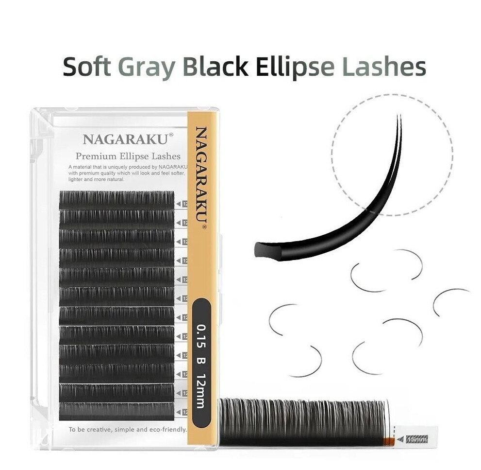 Ellipse Flat Eyelash Extension Shape Lashes Split Tips Matte Soft Gentle Natural