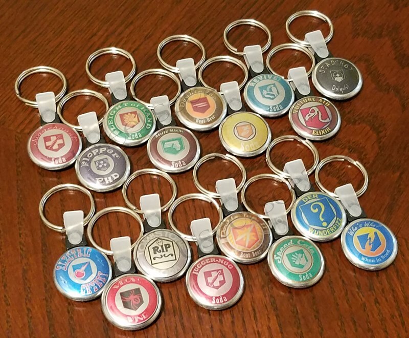 Four (4) Pack - Perk Cola Logo Keychains (Platinum Edition) - Choose Your Perks!