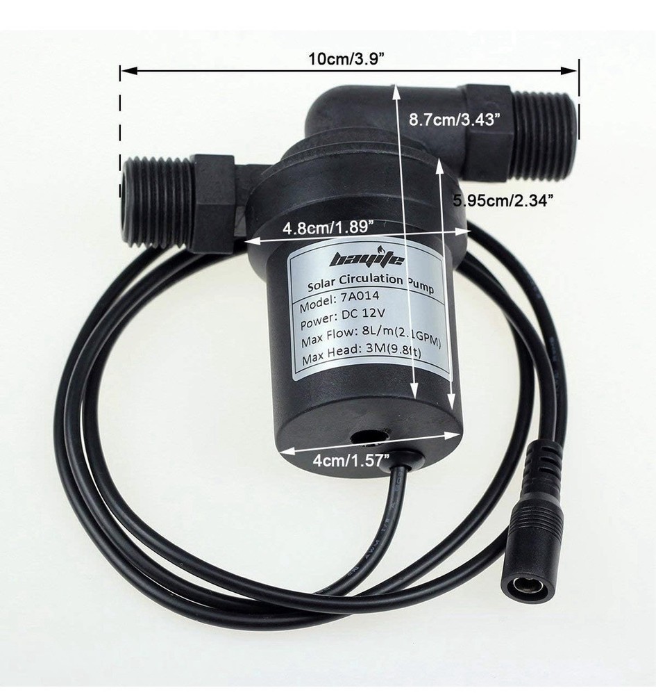 Hot Water Heater Circulation Pump with DC Power Supply Adapter Low Noise 3M Head