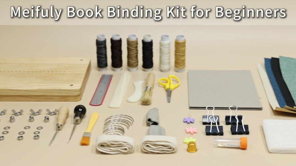 Complete Book Binding Kit 52 Pcs - DIY Bookmaking Tools, Press, Bone Folder, Wax