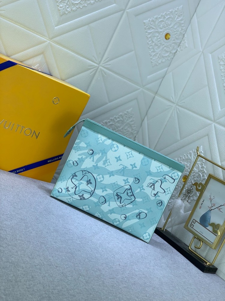Louis Vuitton Mint Clouds Monogram Wallet Pochette Voyage