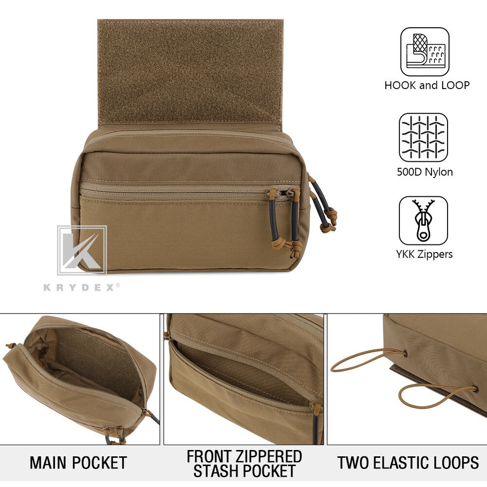 KRYDEX Tactical Drop Pouch SACK Dump Pack Hook & Loop For Chest Rig Coyote Brown