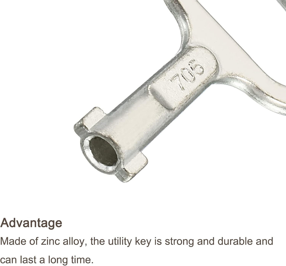 Key Shape Socket Spanner, 3 Pack for 0.45"X0.2" Panel Lock, Silver