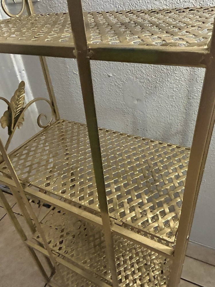 Vintage Hollywood Regency 5 Tears Folding Shelf 61”H