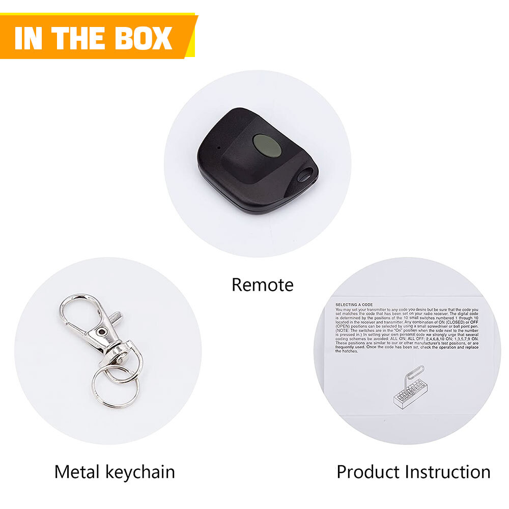 10 Digit Pins EZ Code Remote Control Garage Door Gate Opener Transmitter 300 MHz