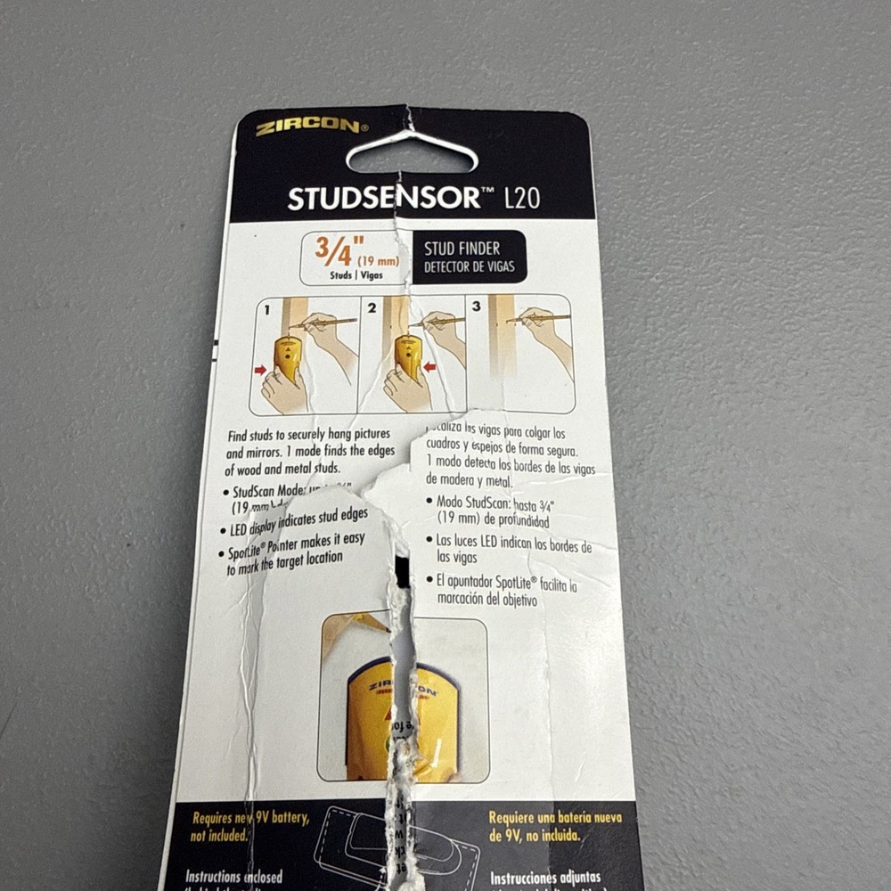 Zircon StudSensor L20 Stud Finder to Locate Stud Edges