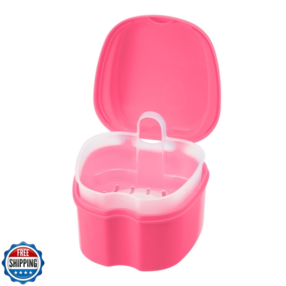Annhua Denture Retainer Container Case Cleaning,Denture Bath Box False Teeth