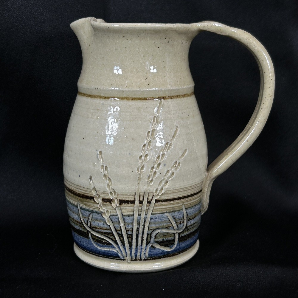BARROWS STUDIO Pottery Creamer w/ Wheat Design From Elgin Oregon