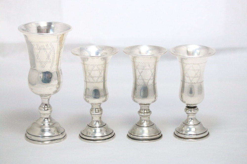 Sterling Silver Kiddush Cup Set Of 4