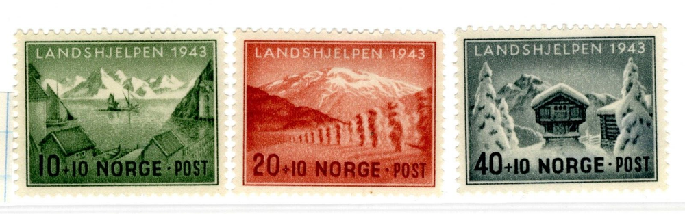 1943 Norway Stamp SC# B32 B33 B34 MLH OG