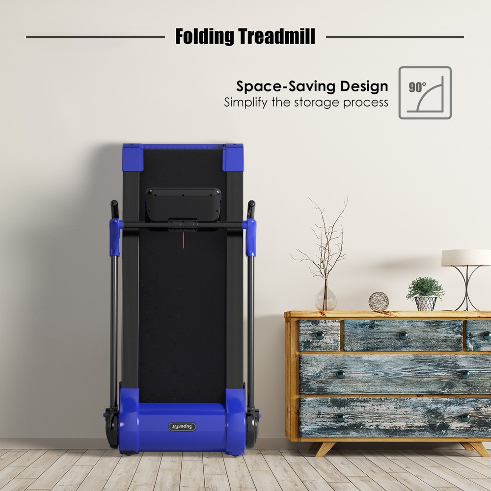 Superfit 2.25HP Folding Electric Motorized Treadmill APP Control Speaker Navy