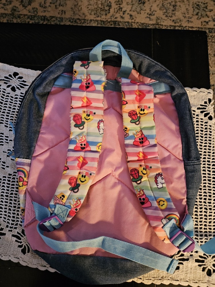 Emojination Backpack In Denim With Multiple Patches