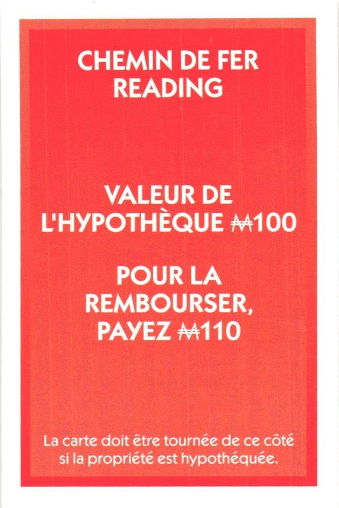 2021 Carte Monopoly Chemin De Fer Reading