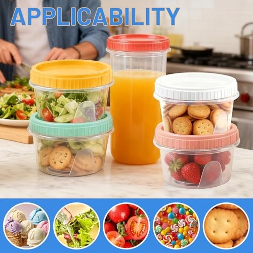 Pack Freezer Containers with Screw On Lids Stackable 13oz 12 Multicolor