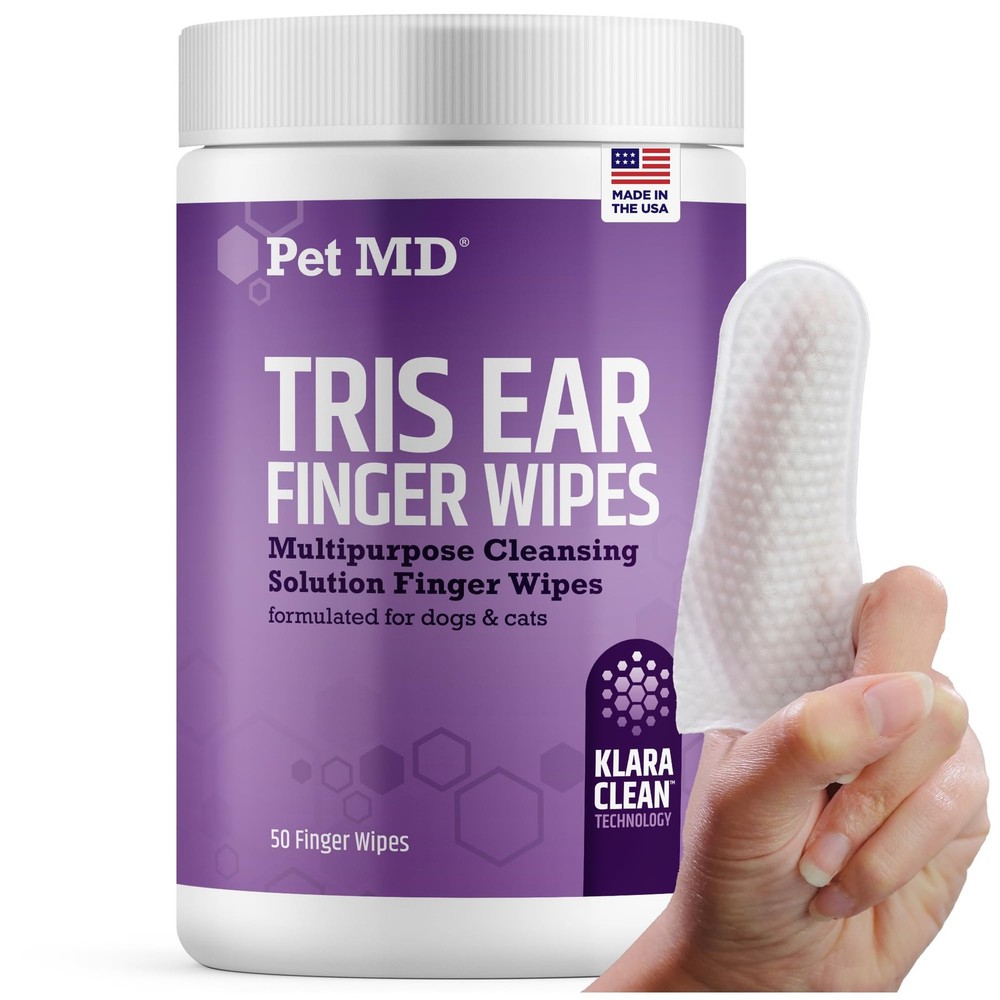 Tris Ear Finger Wipes for Dogs & Cats - Multipurpose Cleansing Solution Cat E...