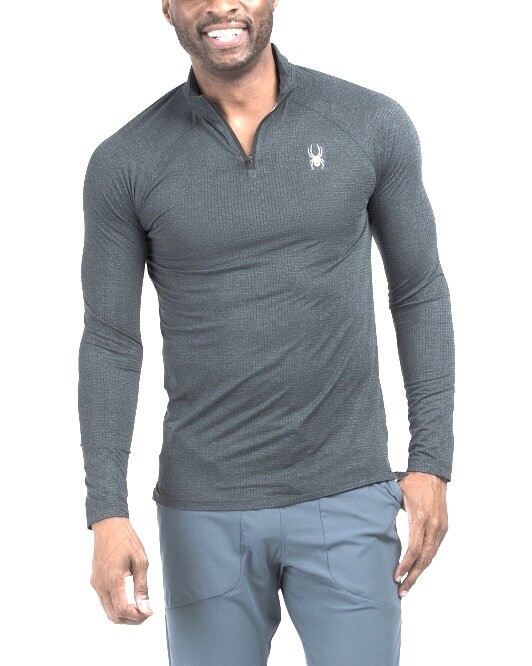 Spyder Active Men's 4 Way Stretch 1/4 Zip Pullover, Gray, Size  M