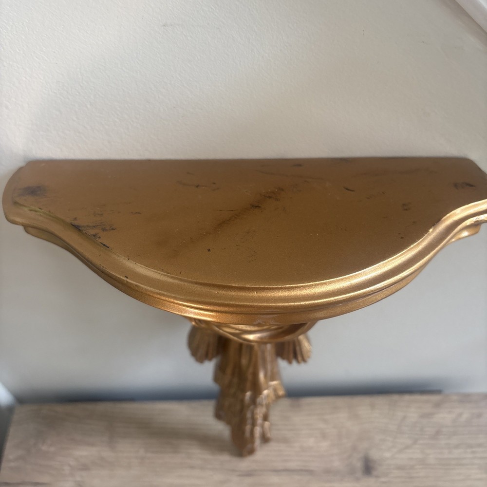 Gold Painted Cast Wall Shelf Drape Tassel Neoclassical