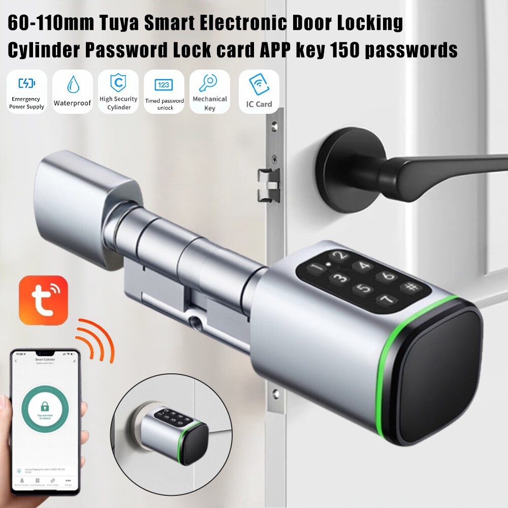 60-110mm Keyless Smart Door Lock Cylinder Tuya APP Remote Control Smart Lock