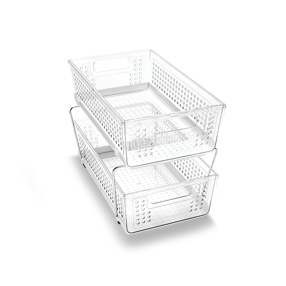 madesmart 2 Tier Organizer, Under Cabinet Storage with Pull Out 1-Pack, Clear