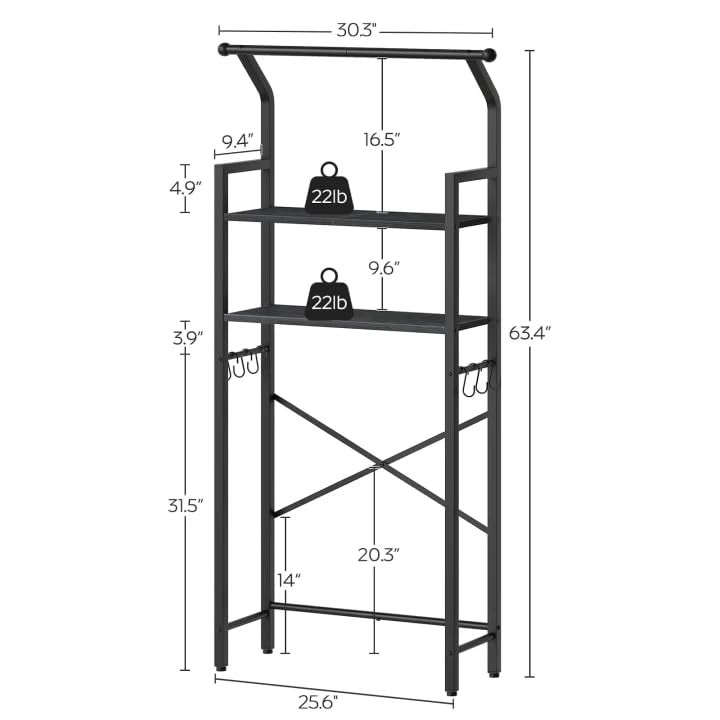 2-Tier Over The Storage, Multifunctional Vertical Over Bathroom Organizer, Fr...
