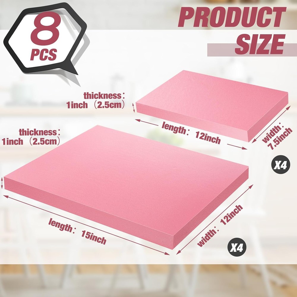 8 Pcs Pink Insulation Foam Thick Insulating XPS Foam Board Rectangles Foam Sheet