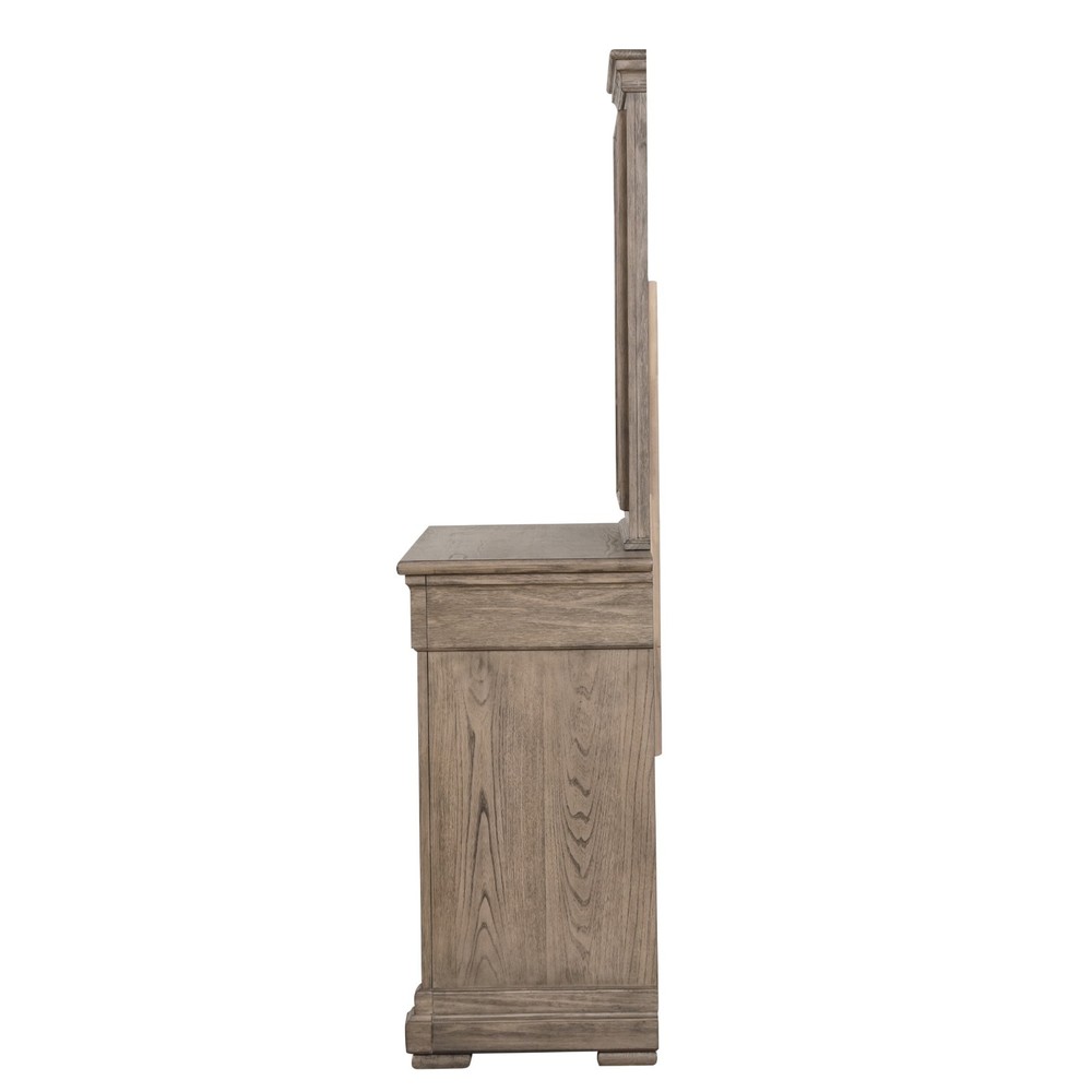 Transitional Style Eastern King Size 6pc Bed Set Weathered Brown Finish Bedroom