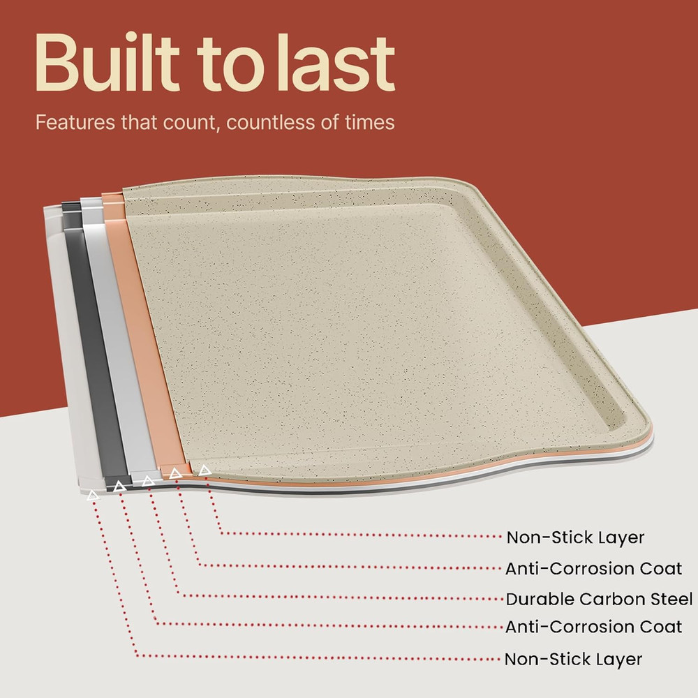 Bakken Swiss - Bakeware Set – 6 Piece – Stackable, Deluxe, Non-Stick Baking Pans