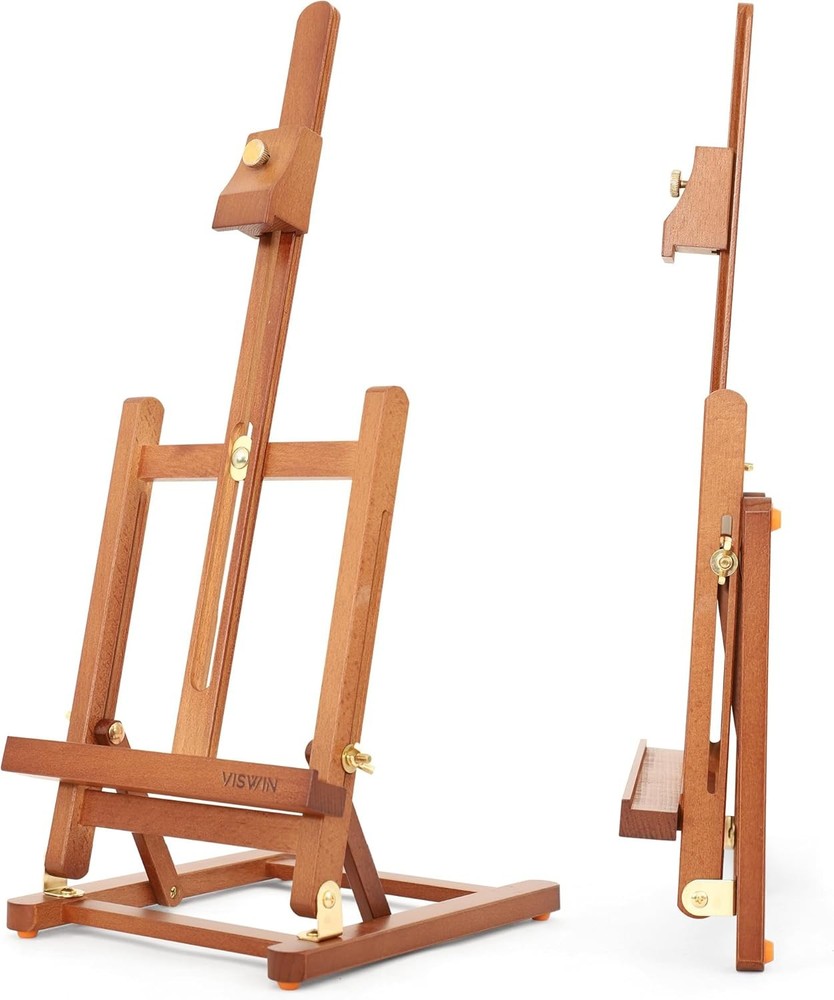 VISWIN H-Frame Tabletop Easel for Painting, Adjustable Beech Wood Table Top Ease