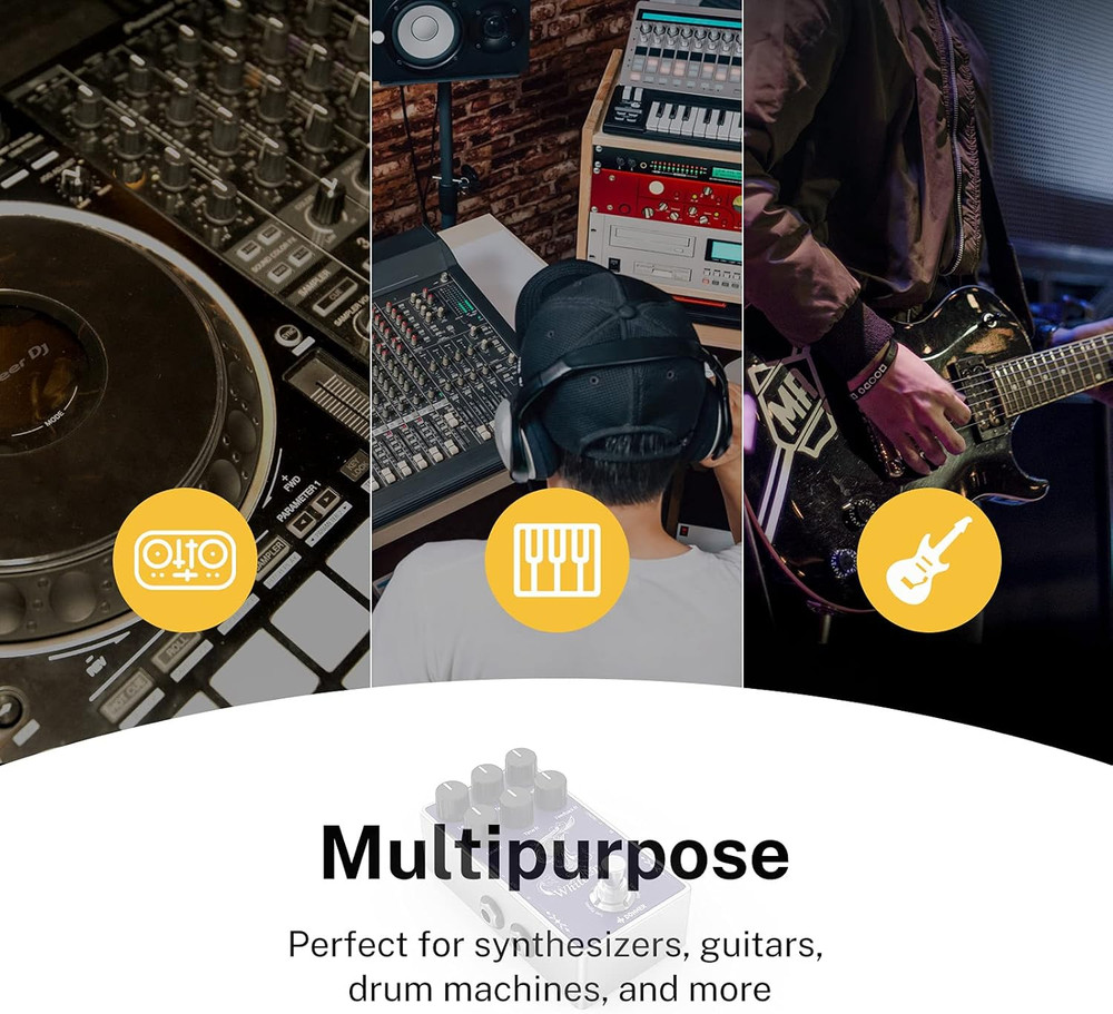 Donner White Tape Stereo Delay Pedal, Analog Delay with Echo Effect, True Bypass