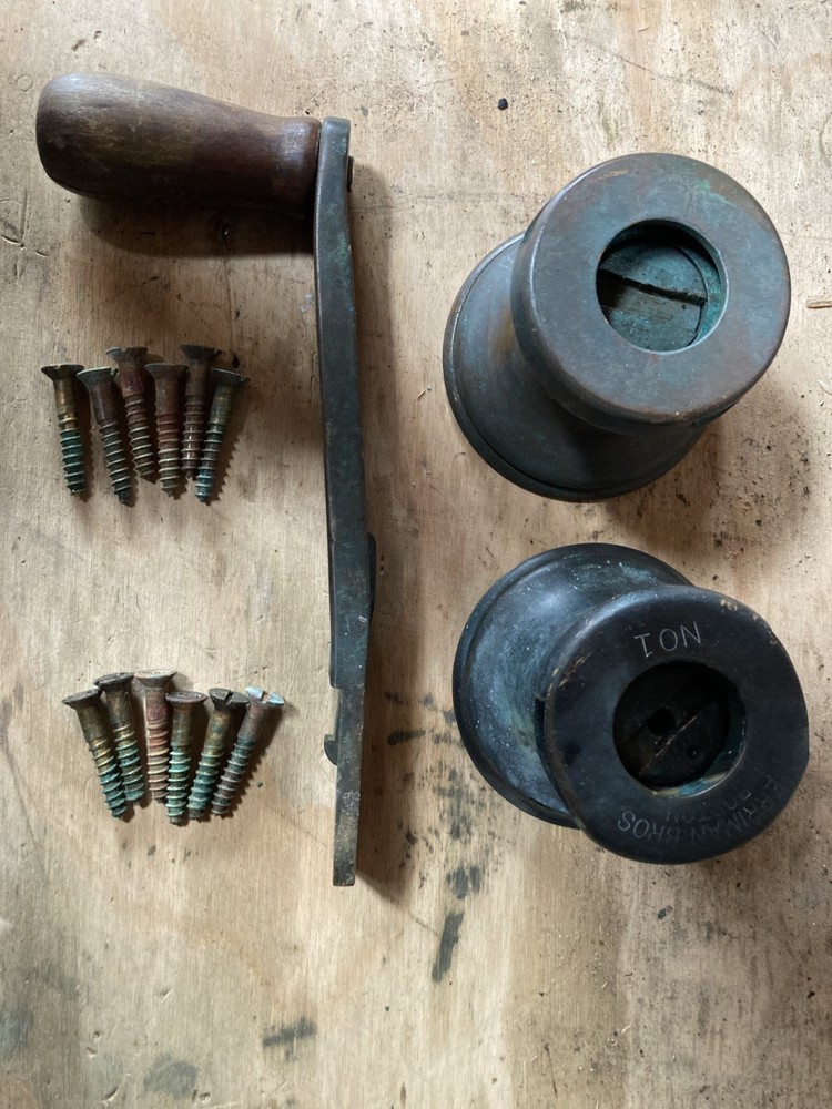 Classic bronze halyard winches.