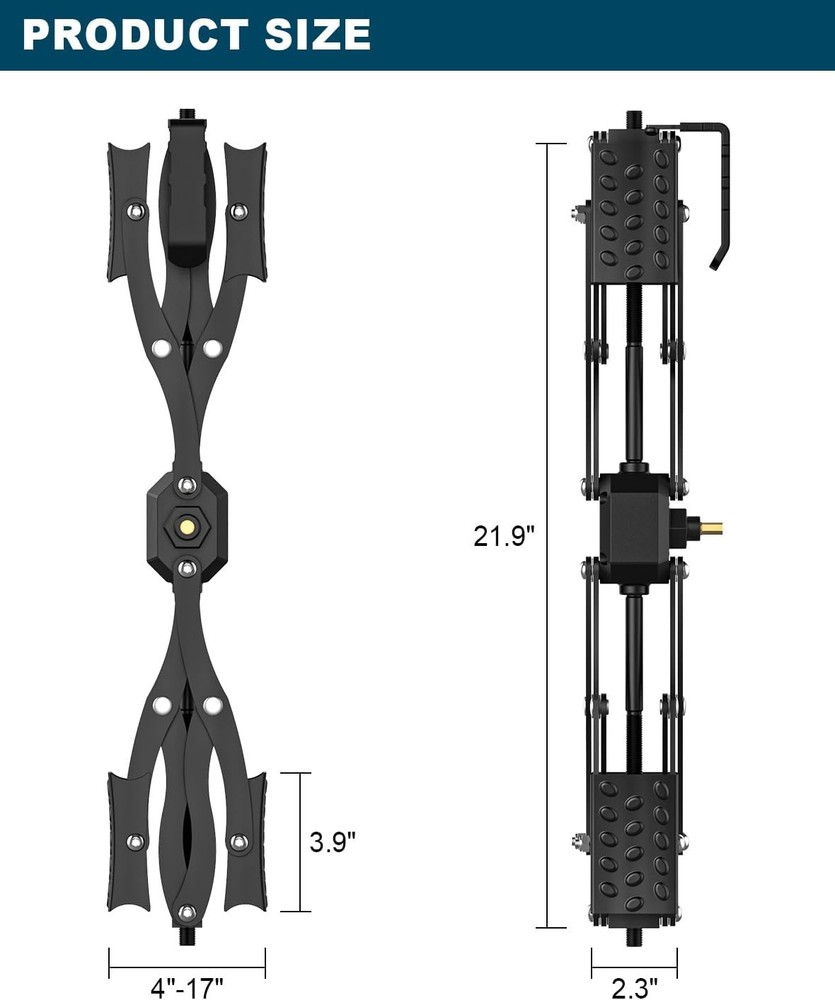 Black X-Shape Wheel Chocks Stabilizer XL [Extended Allow Drill Adjust],