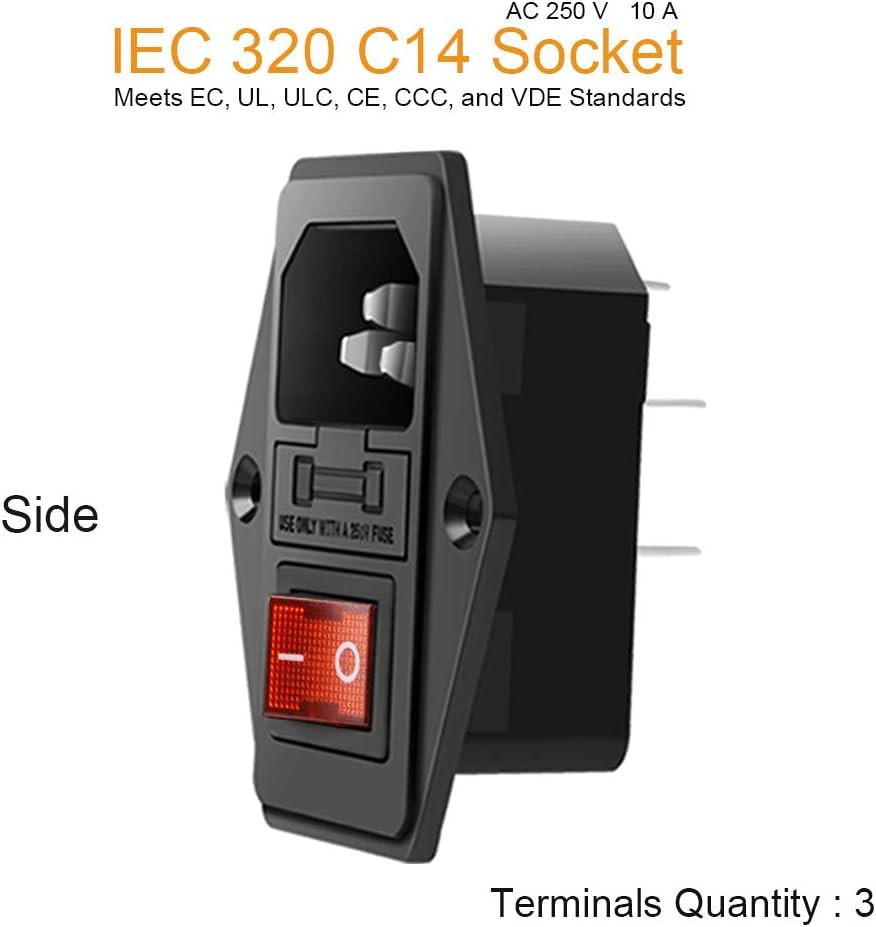 Module Plug,10A Fuse Switch Male Power Socket,Adapter Power Connector,3 Pins ...