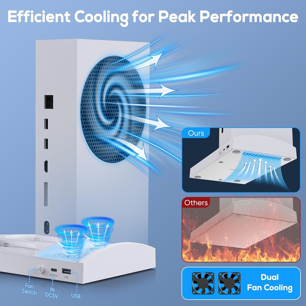 Vertical Cooling Stand Charging Station for Xbox Series S Console & Controller