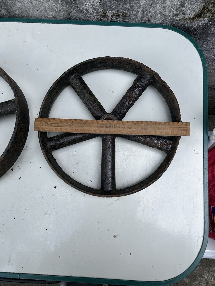 antique, rustic cast iron wheels