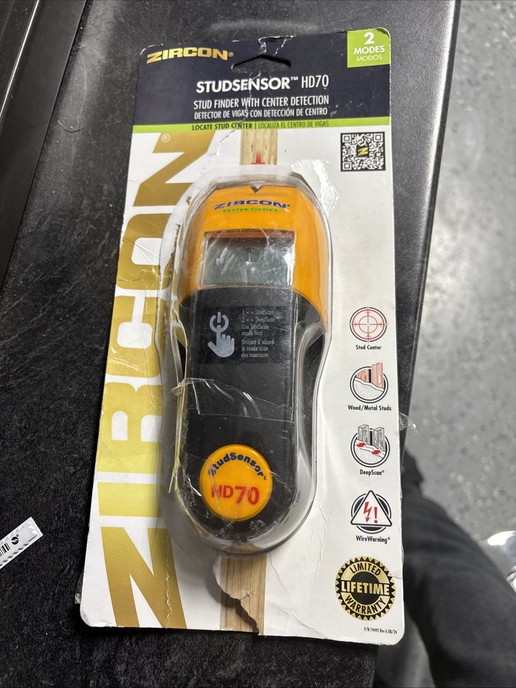 Zircon StudSensor HD70 Stud Finder LED Center Detection Wire Warning