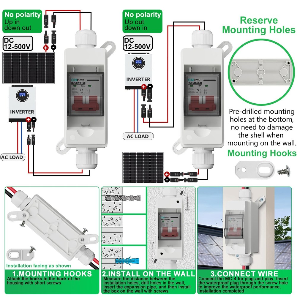 CNLonQcom Solar Panel Disconnect Switch 32 Amp 500V DC500V 32A with connector