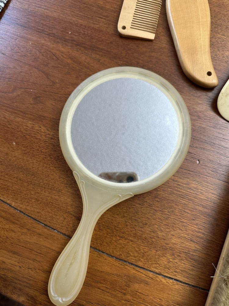 Vintage Wood and Celluloid Vanity Set
