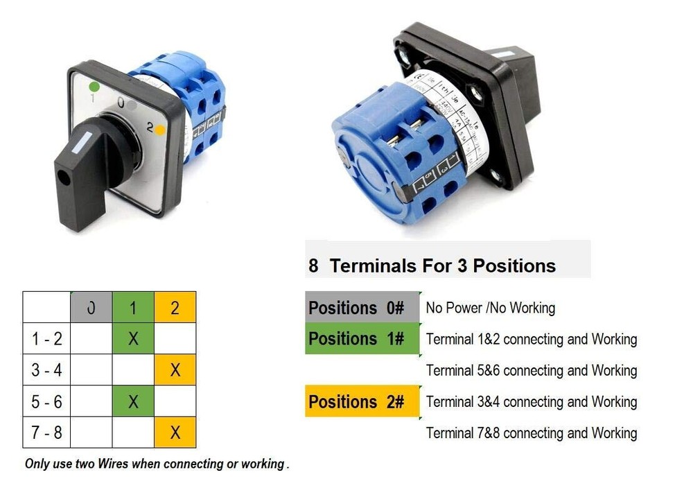 Changeover Switch 3 Position 8-16 Terminals 20-63A Universal Rotary Cam Selector