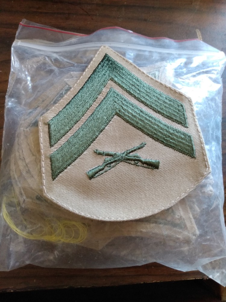 (20) USMC Corporal Cpl Marines E4 Chevrons patch 10 sets green/Khaki