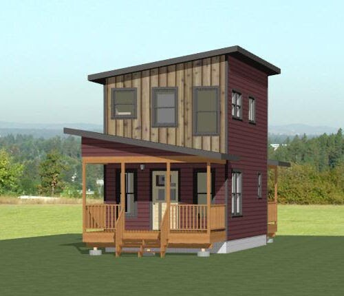 14x24 Tiny House -- 597 sq ft -- PDF FloorPlan -- Model 2