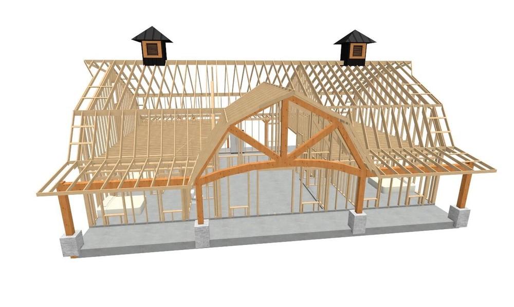 2400 Sqft Modern Barndominium 4bd/2.5ba - Construction Plans - PDF