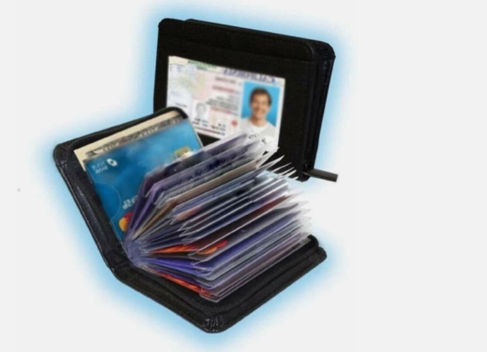 Lock Wallet Slim RFID Credit Card holder Leather Secure Blocking