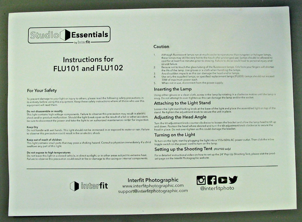 Studio Essentials Table Top Studio Light Kit FLU102, Tent, 2 Lights & Stands +