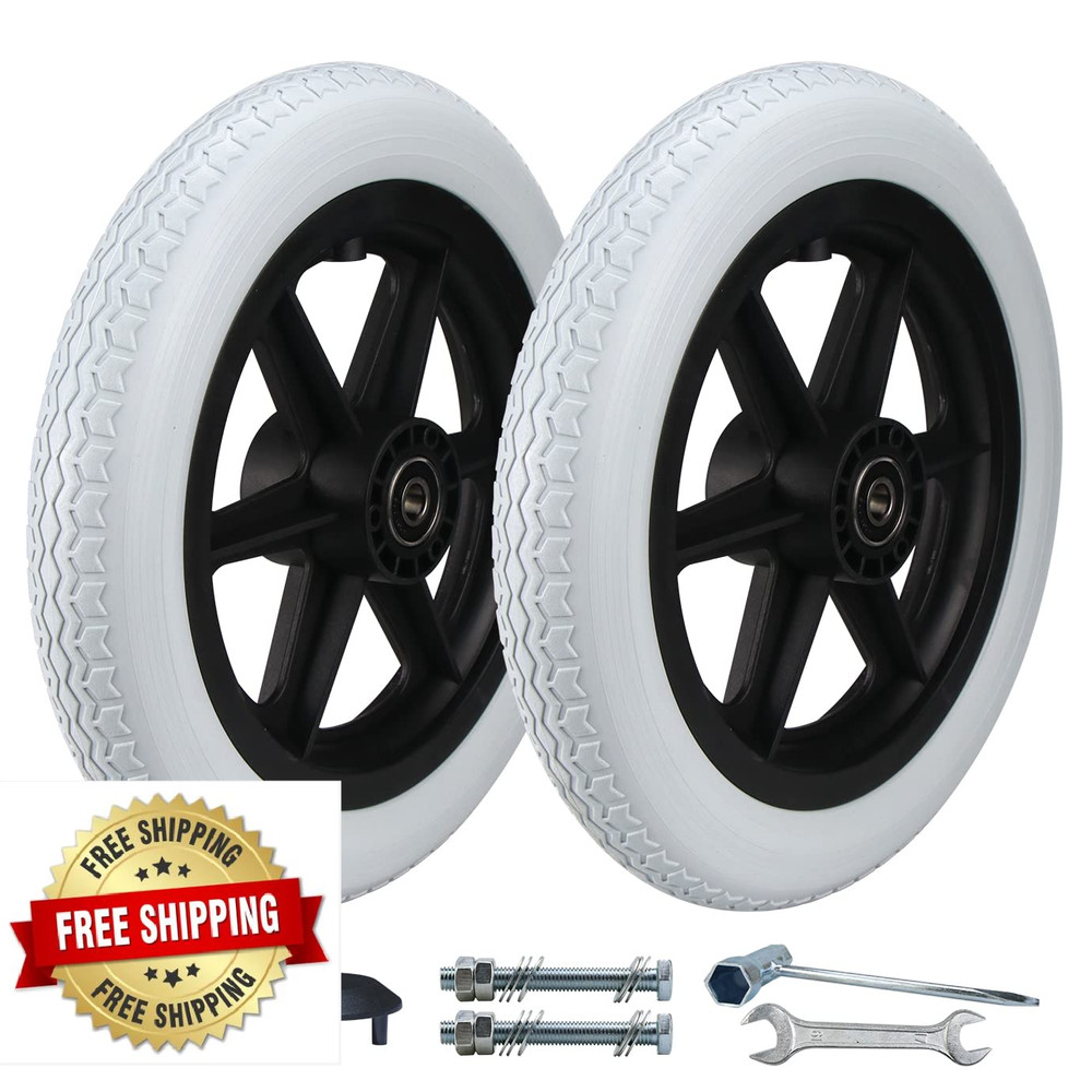 Wheelchair Wheels Assembly Pair 12" Rear Gray Solid Tire Replacement