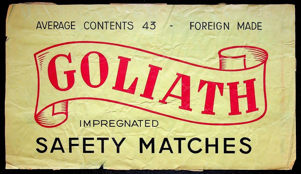 Goliath Impregnated Safety Match Crate Label Large Size Foreign Made
