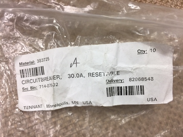 Tenant 30 amp circutbreaker 383725 resetable