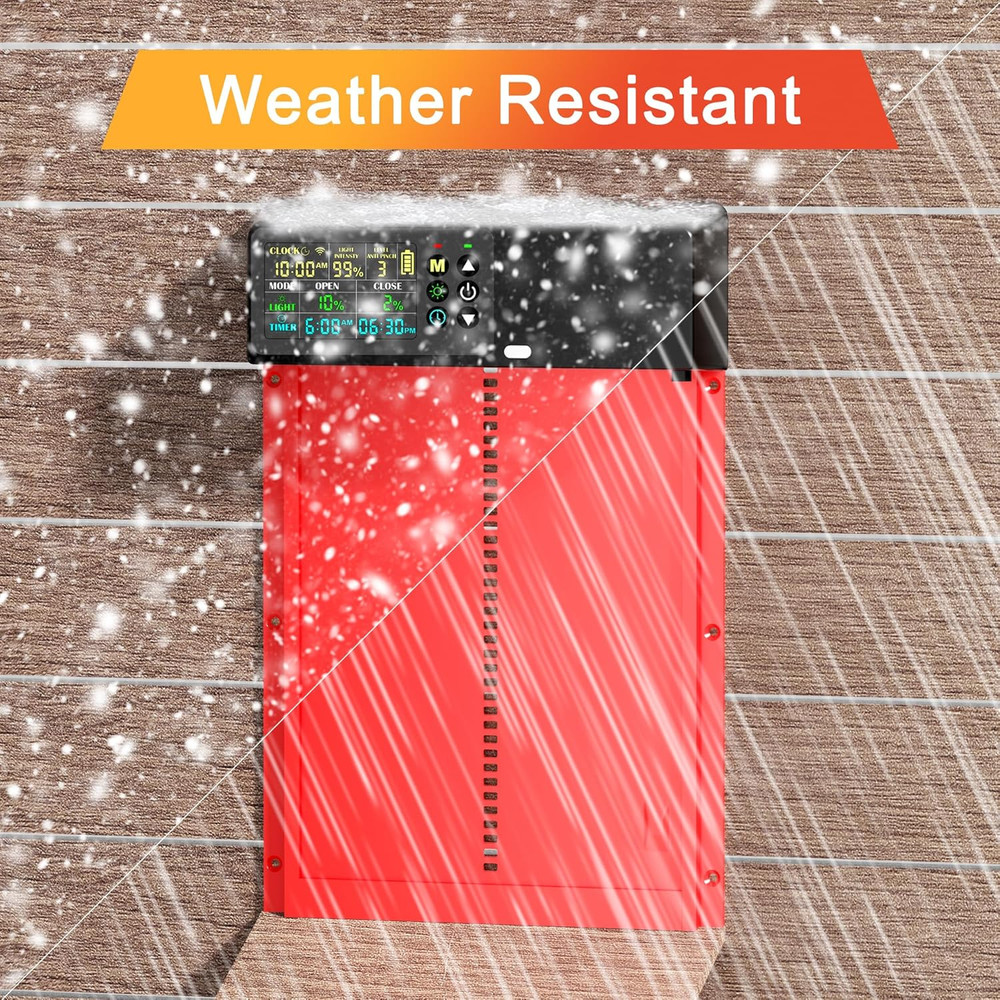 Chicken Coop Door Solar Powered with Programmable Remote Control, Automatic Alum