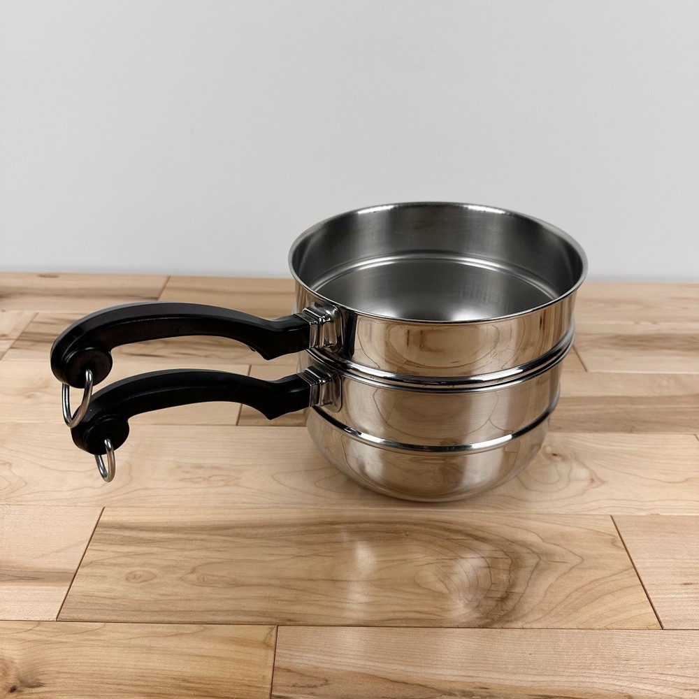 Farberware 7” Round Deep Stainless Double Boiler & Steamer Strainer Insert Set